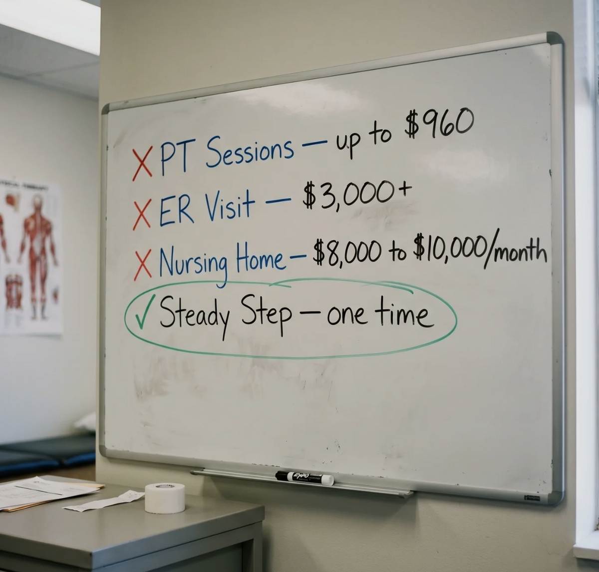 Calculator and medical bills on a table
